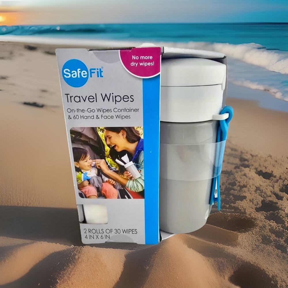 NEW SafeFit 60Pack Travel Wipes Starter Kit With Travel Case &Adjustable Strap￼￼